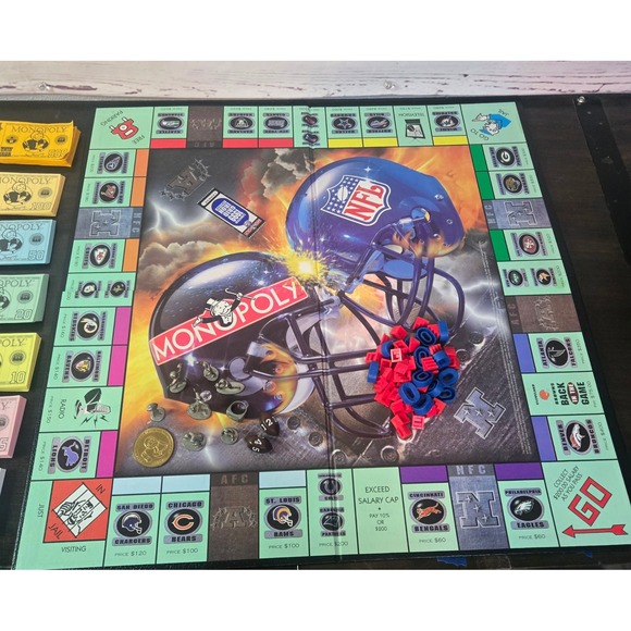 Monopoly NFL Grid Iron Edition Limited 1999 Board Game Parker Brothers Pewter - Picture 2 of 8
